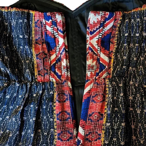 Twelfth Street By Cynthia Vincent Strapless Dress Size 6 Red Black Blue Multi - Picture 8 of 8